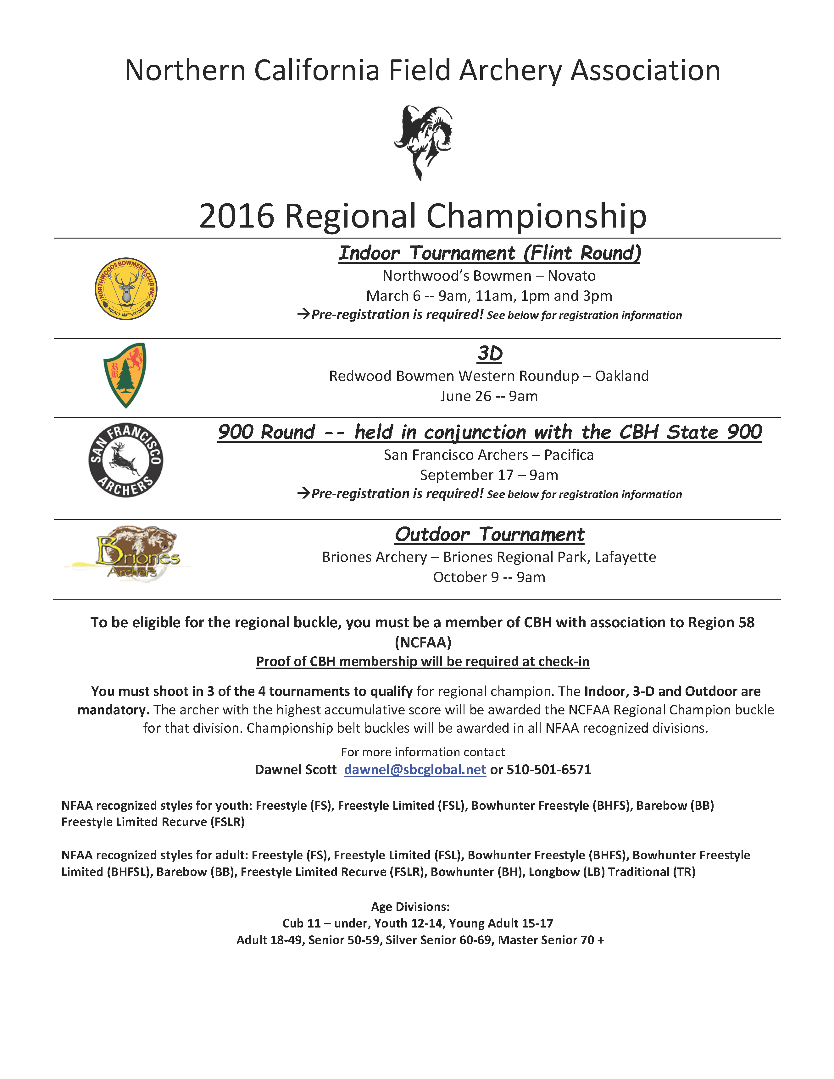2017 NCFAA Regional #1 – Indoor Flint Round – March 5, 2017
